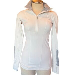 Lululemon Size 6 White‎ Gray Half Zip Pullover Athletic Top